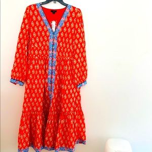 NWT jcrew peasant dress red blue floral boho